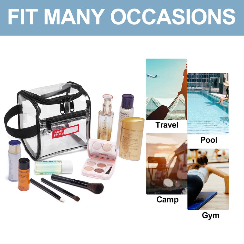 Rough Enough Clear Toiletry Bags for Traveling with Handles Toiletries Cosmetic Pouch Makeup Bags TSA Approved for Men and Women Travel
