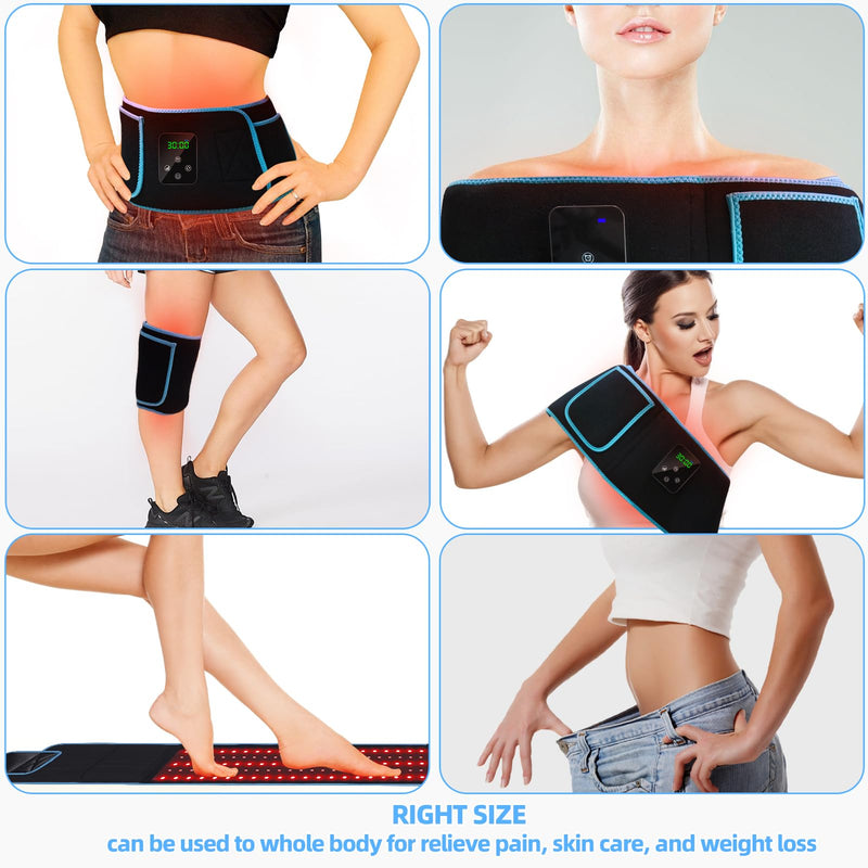 [Australia] - Red Light Therapy, Cordless Red Infrared Light Therapy Belt Rechargeable Wireless for Body Waist Back Knee Joints Pain Relief, Reduce Inflammation, Faster Healing, Ideal Gift (Upgrade) 45*4.9in 
