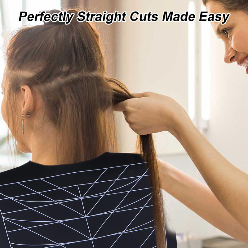 Hair Cutting Collar with Guidelines – Waterproof Silicone Cutting Cape & Weighted Neck Wrap for Hair Stylist, Barber Shop, Salon & Home Use – Large Haircut Mat for Precise Styling - Black