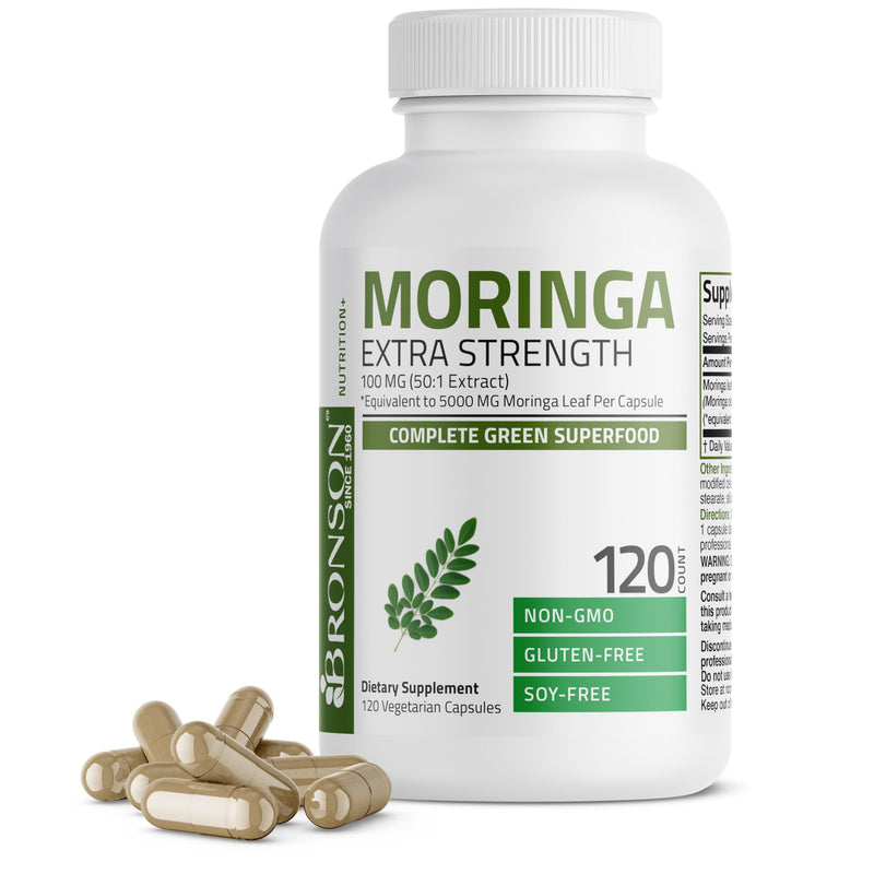 Bronson Moringa Extra Strength Capsules Moringa Oleifera Powder, 120 Count 120 Count (Pack of 1)