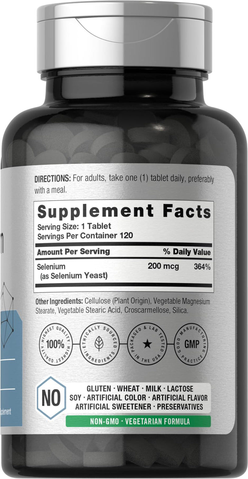 Selenium Supplement | 200mcg | 120 Tablets | Non-GMO and Gluten Free | by Horbaach