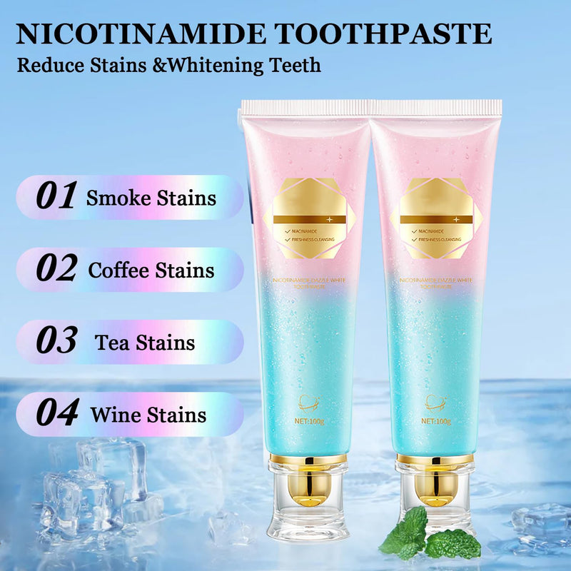 [Australia] - Niacinamide Whitening Toothpaste Acssart Radiant White Toothpaste,Niacinamide Intensive Whitening Toothpastes,Nicotinamide Radiant Whiten Toothpastes (3) 3 