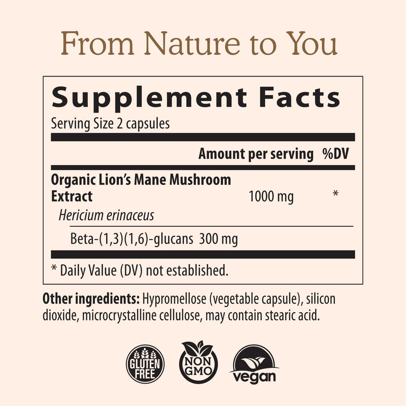 [Australia] - Real Mushrooms Lion‚Äôs Mane Supplement Capsules - Organic Lions Mane Extract for Overall Wellbeing - Beta Glucan Supplements ‚Äì Vegan 300 ct Mushroom Extract 