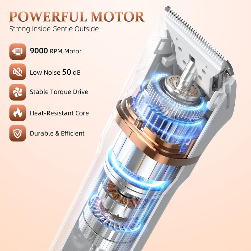 [Australia] - 5-in-1 Bikini Trimmer for Women, IPX7 Waterproof Electric Razors Shaver, Cordless Body Hair Trimmer, Facial & Pubic Hair Removal, Ceramic Blade (White) A-white 