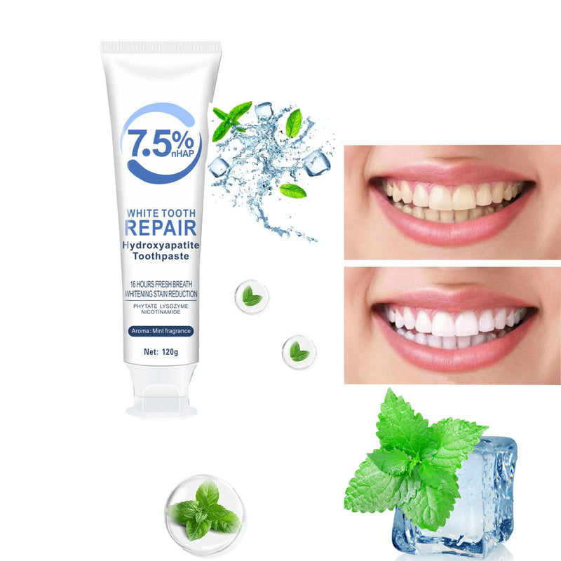 [Australia] - 3 Pcs 7.5% Hydroxyapatite Toothpastes for Enamel Protection and Tooth Strengthening, Stain Removal, Whitening Tooth, Gentle Mint, Fresh Breath, Daily Use for Oral Health 