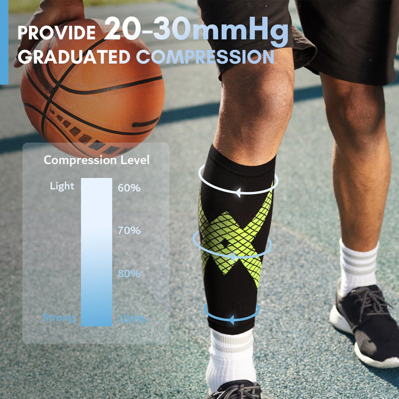 [Australia] - XFUWE Calf Compression Calf Bandage Men's Varicose Veins Stockings Women's Compression Stockings Calves Women's Compression Sleeves Compression Stockings Progressive Pressure 20-30 mmHg L-XL Green 1 