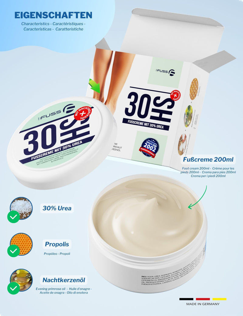 [Australia] - Mr. Fuss 30HS Cracked Ointment Feet Callus Removal with 30% Urea - Urea Cream for Dry Skin - Foot Repair Ointment Additionally with Propolis and Evening Primrose Oil - 200 ml 200 ml (Pack of 1) 