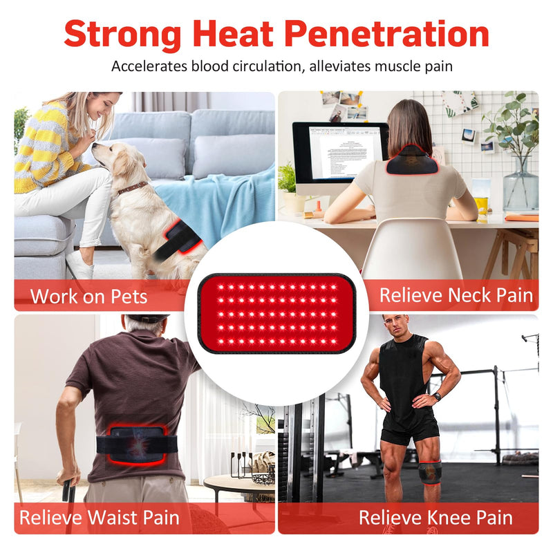 Red Light Therapy for Body, 660nm 850nm Infrared Light Therapy Pad, Wearable Wrap with Timer Remote Control for Back Shoulder Waist Knee, Infrared Light Device Home Use, 12.4'' x 5.7'' Large Area L