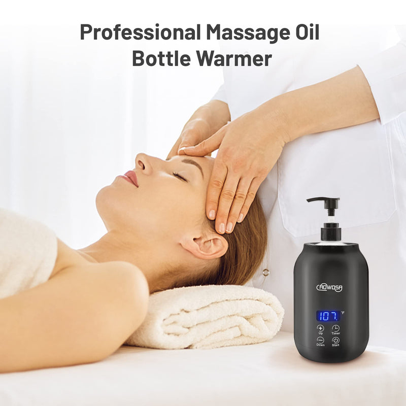[Australia] - Massage Oil Warmer Bottle Professional Electric Lotion Digital Heater for SPA, Automatic Oil Warmer Heated Oil Lotion Cream for Salon, Barber Shops, Home, with Two Oil Bottle Dispenser (Black) Black 