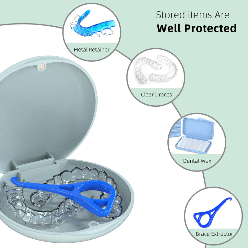[Australia] - 2 Pack Retainer Case, Slim Aligner Case, Night Guard and Mouth Guard, Premium Retainer Case, Retainer Mouth Guards Travel Case (Ivory+Blue) Blue+Ivory 