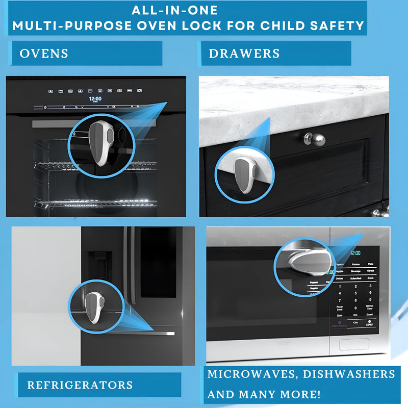 [Australia] - Oven Lock Child Safety, 1 Pack, Oven Door Lock Child Safety, Oven Baby Proofing, Heat-Resistant, Durable & Easy to Install Oven Safety Locks for Toddlers, Baby Proof Oven (White) White 