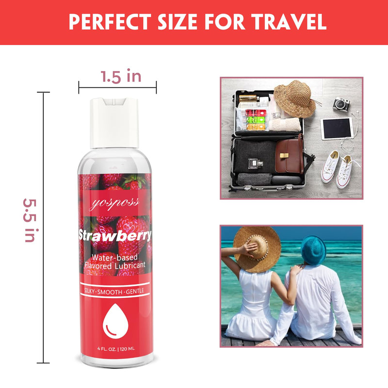 [Australia] - 4 fl.oz. Strawberry Flavored Water Based Lubricant for Men Women, Sugar-Free Natural Feel Personal Lube for Couples Massage, Long-Lasting Gel Non-Sticky Slippery Flavored Lube & Latex Compatible 4 Fl Oz 