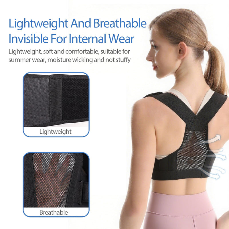 [Australia] - Back Brace Support for Women and Men, Adjustable Posture Corrector Lightweight Lumbar Support Shoulder Straightener for Neck Shoulder Upper (XL-Black) XL-Black 