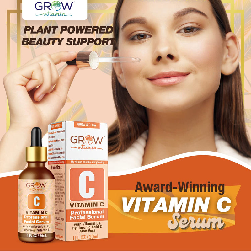 True Skin Vitamin C Serum for Face with Hyaluronic Acid, Vitamin E, Aloe Vera and Jojoba Oil, Hydrating & Brightening Serum for Anti Aging, Dark Spots, Fine Lines & Wrinkles, 1 fl oz | Hyaluronic Acid, Vitamin E, Aloe Vera and Jojoba Oil, Hydrating & B...