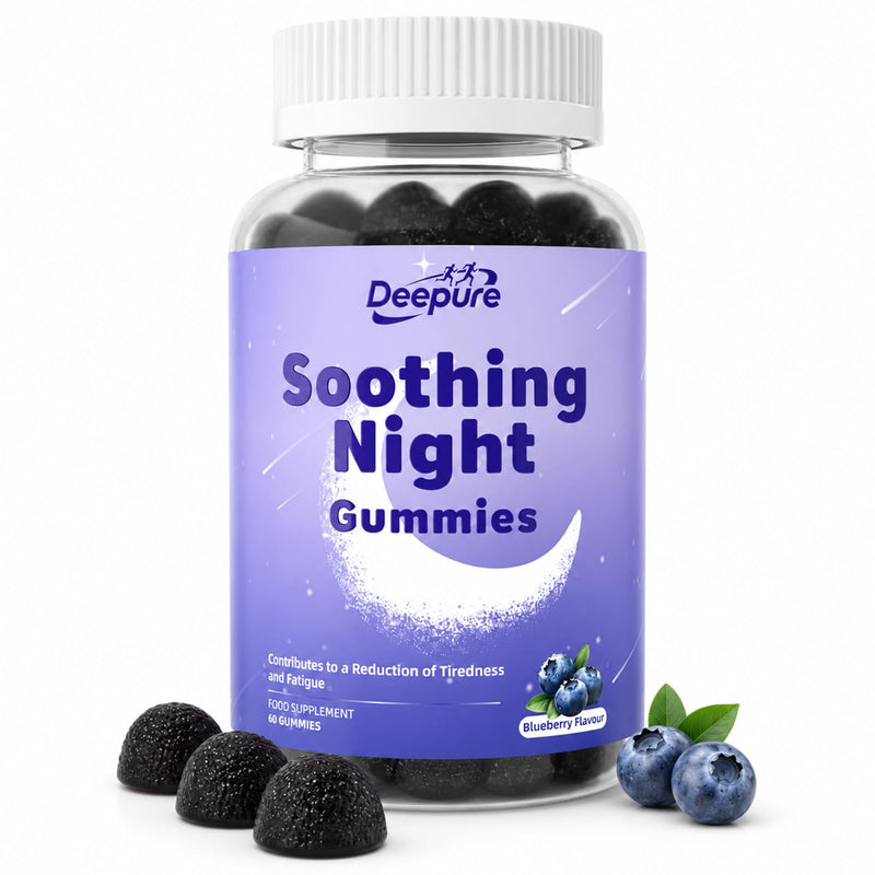 Sleep Gummies for Adults, Magnesium Bisglycinate with L-Theanine Lemon Balm Ashwagandha Root Extract, Vegan Gluten Free Non-GMO Blueberry Flavour Night Time Gummies, 60 Gummies