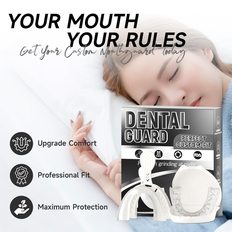 [Australia] - Upgraded Mouth Guards for Grinding Teeth, 4 Pack, Standard Size, Professional Night Guard With Fitting Tray, Comfortable for Clenching Teeth Clear 