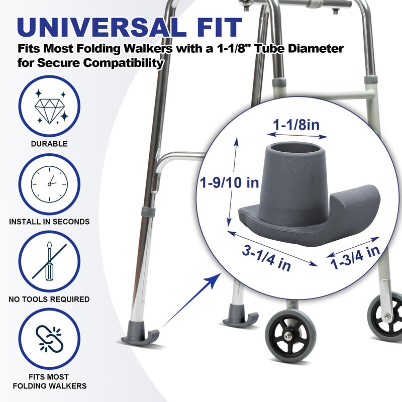 [Australia] - Walker Ski Glides, 4 Pack Durable Walker Ski Glides for Folding Walkers, Universal Fit Walker Accessories, Easy Fit Walker Glides for Smooth Mobility, Essential Mobility Aid for Walkers for Seniors 