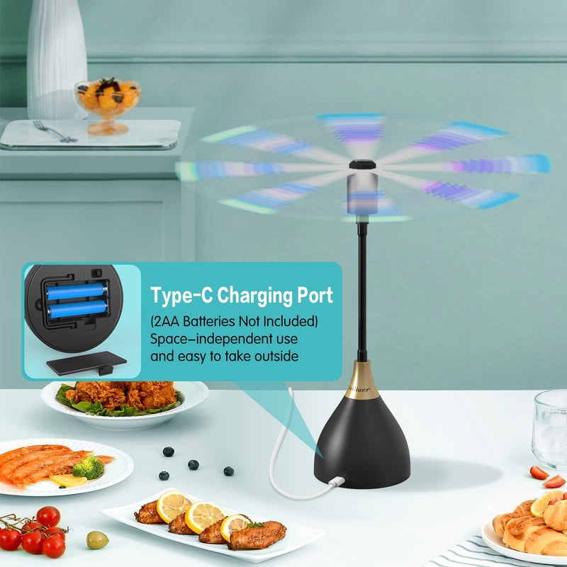 [Australia] - Fly Fans for Tables, Practical Fly Repellent Fan with Soft Blades, USB or Batteries Powered, Soundless and Portable Fly Fan Keeps Your Food Clean(3 Pack) 3 pack Black 