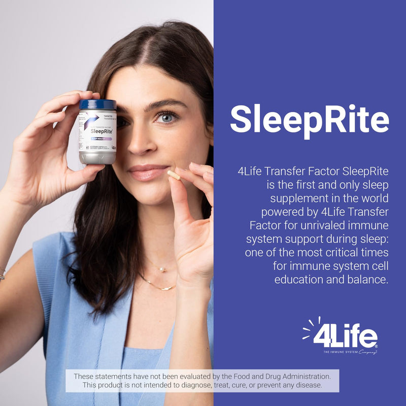 4Life Transfer Factor SleepRite Sleep Support with Melatonin, 60 Capsules | GABA, Magnesium, Ashwagandha, Nightly deep sleep support, Recovery, Daily health balance, Immune wellness, Calming botanicals