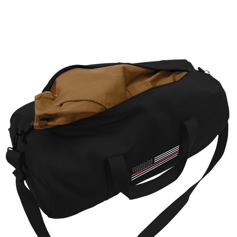 Rothco Thin Red Line Canvas Shoulder Duffle Bag – Patriotic Sports Gym Travel Duffel