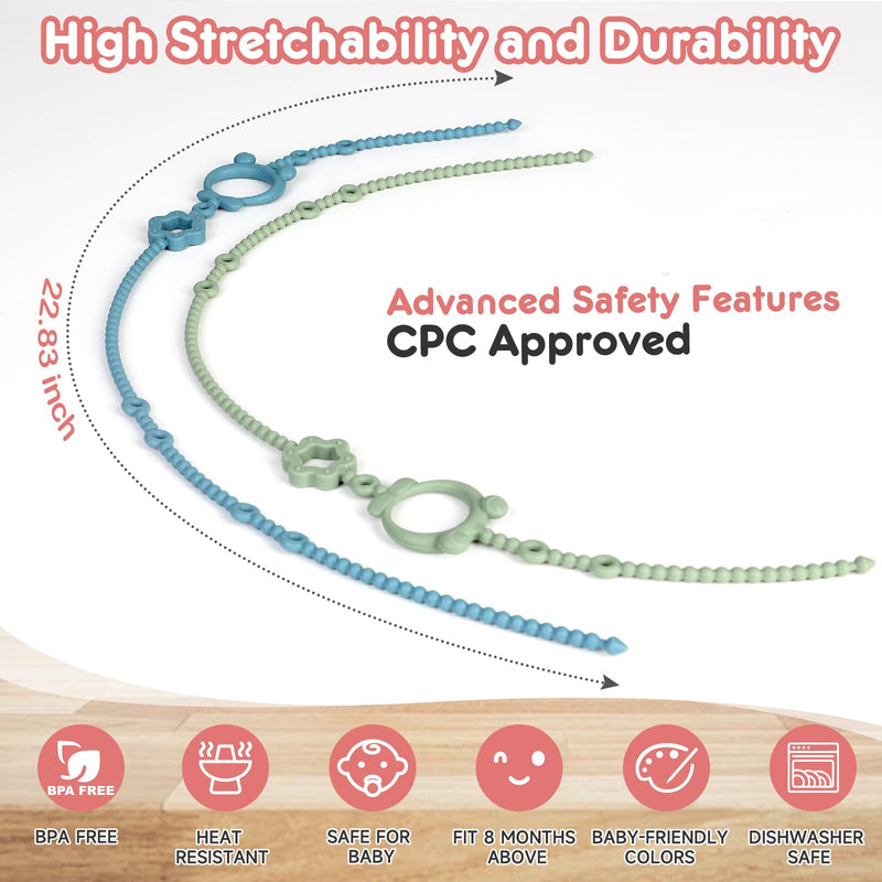 [Australia] - Toy Straps for Baby, 6pcs Adjustable Toy Holder for Stroller Accessories, Silicone Baby Tether Pacifier Clip, No Throw Baby Travel Essential Leash for High Chair, Car Seat, Baby Toy Clips P006 P006-2 Dark blue/2 Army green/2 Cream white 