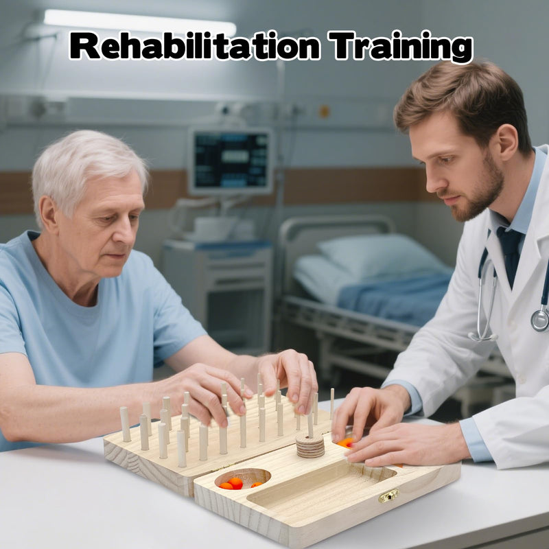 [Australia] - Wooden Pegboard Hand Therapy Tool, 36-Hole Finger Exercise Board with Pegs for Adults, Occupational Therapy & Rehabilitation to Improve Fine Motor Skills 