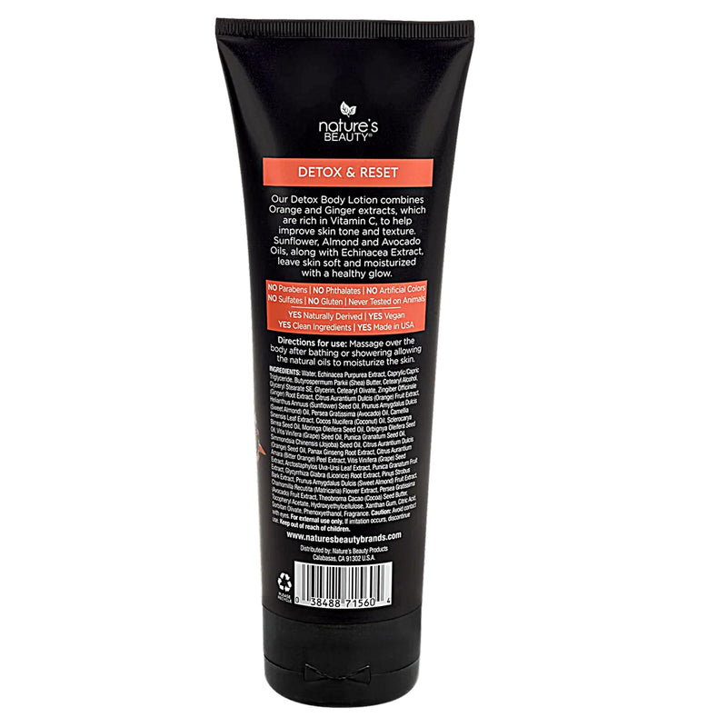 Nature's Beauty Orange Ginger Detox Body Lotion Multi-Pack - Lightweight, Non-Greasy Moisturizer, Improve Skin Tone+Texture Made w/Vitamin C, Sunflower + Almond + Avocado Oils 8 oz (2 Pack) 8 Ounce (Pack of 2)