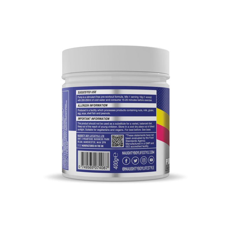 Naughty Boy Cell Swell Technology, Non Stimulant Pre Workout - Pump, Performance & Focus. L-Citrulline 6g, Beta Alanine 3.2g and Added Arginine, 400g - 25 Servings (Pineapple Crush) Pineapple Crush