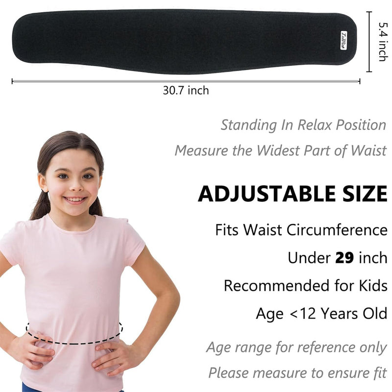 Luwint Kids Waist Belt Brace Support - Abdominal Binder Hernia Band for Waist Back Pain Relief Dance Yoga Volleyball Basketball (Black) Black