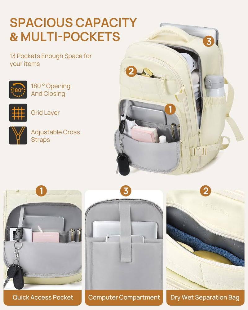 Telena Puffer Makeup Bags with Quilted Travel Backpack