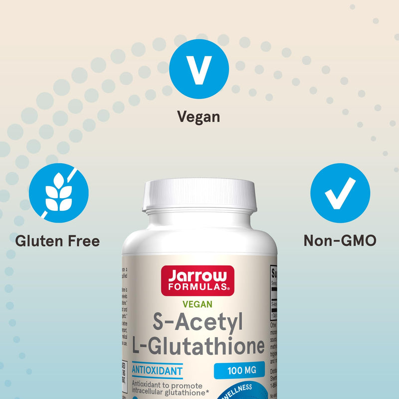 [Australia] - Jarrow Formulas S-Acetyl L-Glutathione Tablets - 100 mg - 60 Count - Dietary Supplement - Stable Form of L-Glutathione - for Antioxidant Support and Detoxification - Non-GMO - Gluten Free 