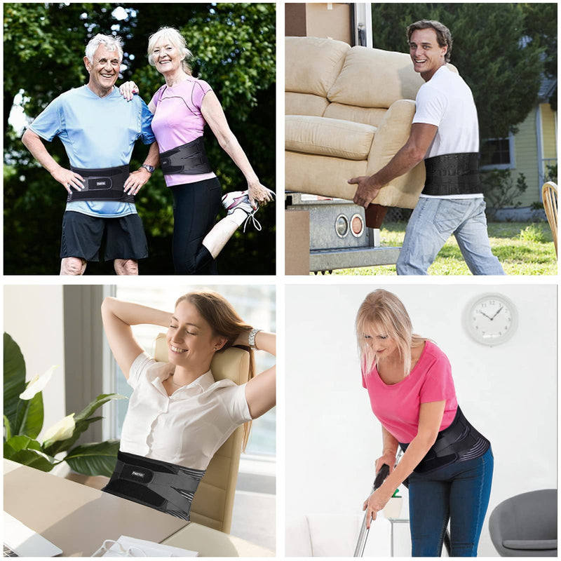 [Australia] - FREETOO Back Braces for Lower Back Pain Relief with 6 Stays, Breathable Back Support Belt for Men/Women for work , Anti-skid lumbar support belt with 16-hole Mesh for sciatica(M) M(29.5"-37.4") 