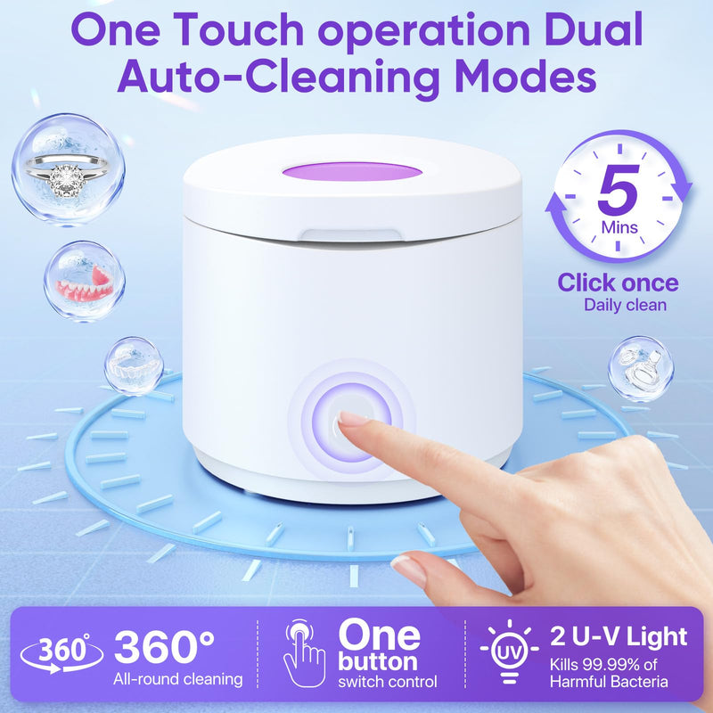 [Australia] - Ultrasonic Retainer Cleaner Machine, 45kHz Retainer Cleaner Machine for Denture Cleaner, 200ML Cleaner Ultrasonic Cleaner for Mouth Guard Cleaner,Night guard, Braces,Rings, Necklaces,White 