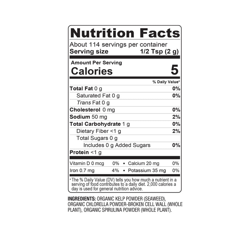 [Australia] - BareOrganics Marine Super Greens Powder | USDA Organic, Gluten-Free, Vegan, Non-GMO, BPA-Free | Kelp, Chlorella, Spirulina, 8oz 8 Ounce (Pack of 1) 