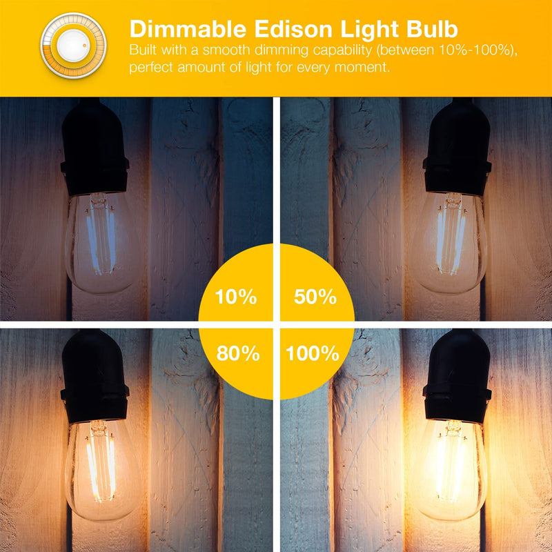 [Australia] - DAYBETTER 4 Pack Vintage LED Edison Bulbs, E26 Led Bulb 60W Equivalent, Dimmable Led Light Bulbs, High Brightness 800 LM Warm White 2700K, ST58 Antique LED Filament Bulbs, Clear Glass Style for Home 