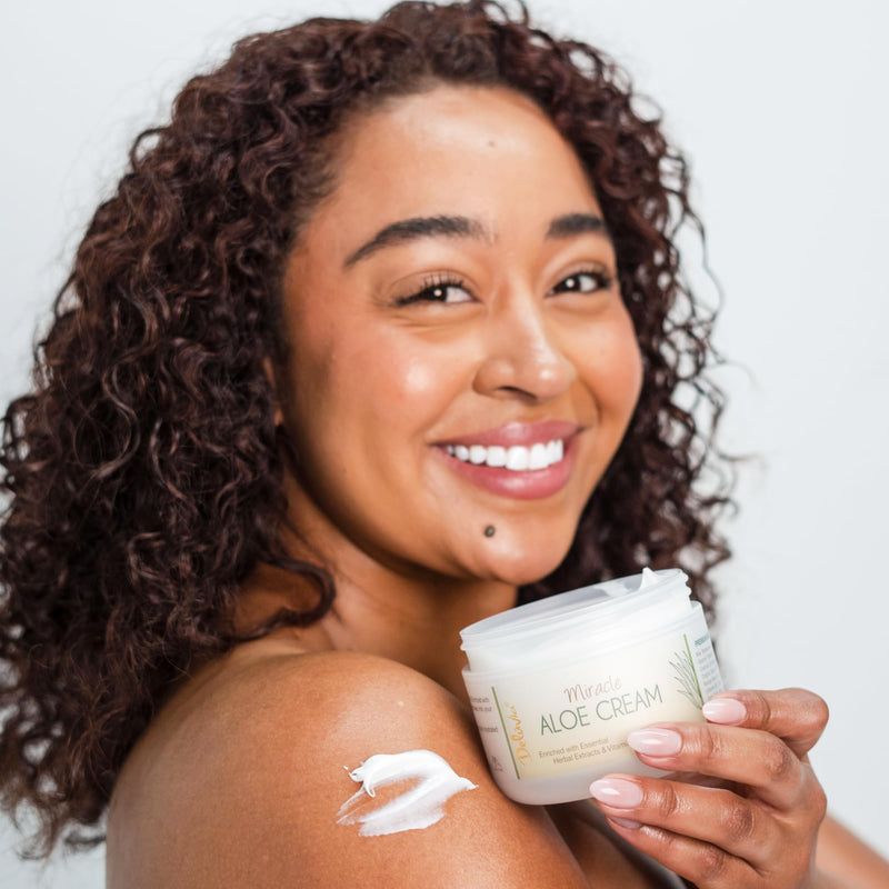 Deluvia Miracle Aloe Cream | Face & Body Moisturizer with Organic Aloe Vera | Hydrating for Dry, Itchy Skin, Problem Skin, Anti-Wrinkle, Soothes Symptoms of Psoriasis, Eczema, Non-Greasy Unscented 2 Ounce (Pack of 1)