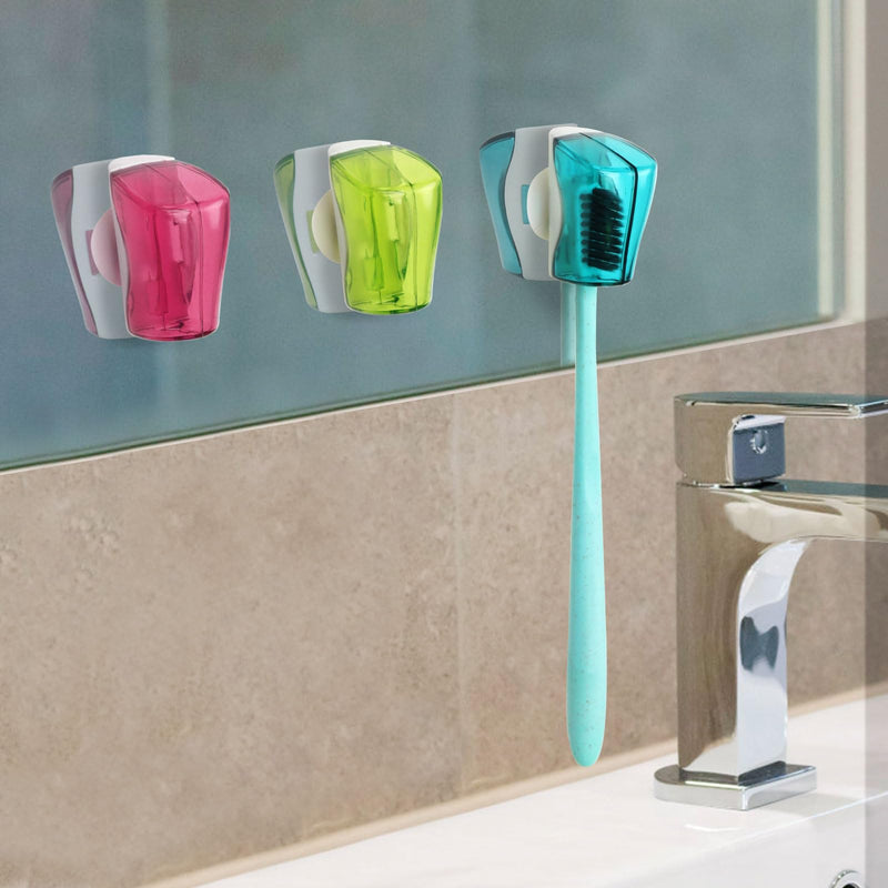 [Australia] - 6 Pack Travel Toothbrush Head Covers with Suction Cup Electric and Manual Toothbrush Cover Clip Portable Plastic Toothbrush Protector Cap Brush Pod Case for Traveling, Camping, Bathroom, Home, School 