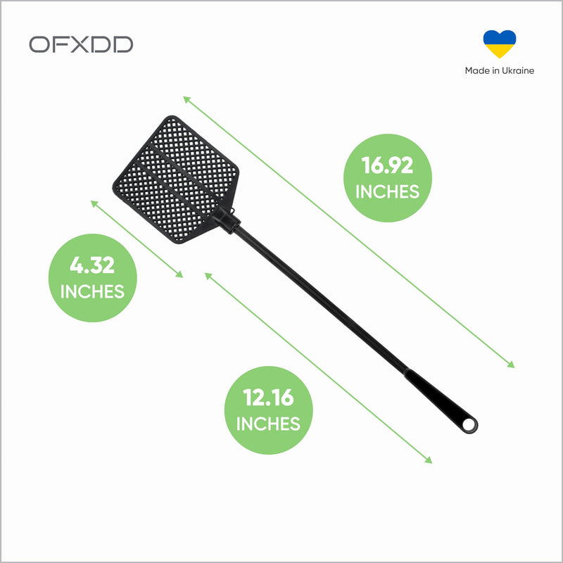 [Australia] - Rubber Fly Swatter, Long Fly Swatter Pack, Fly Swatter Heavy Duty, All Black Colors (3 Pack) 