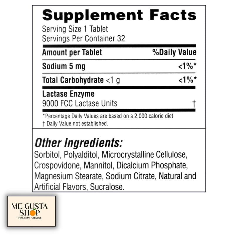 [Australia] - Equate Fast Acting Dairy Relief Lactase Enzyme Dietary Supplement Vanilla Flavor chewables Tablets 32 Count Includes Pill Organizer 