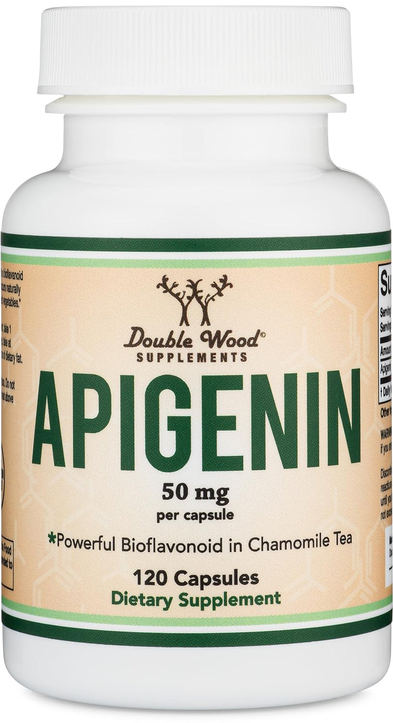 [Australia] - Apigenin Supplement - 50mg per Capsule, 120 Count (Powerful Bioflavonoid Found in Chamomile Tea for Relaxation, Sleep, and Mood) Senolytic Flavonols for Aging (Gluten Free) by Double Wood 