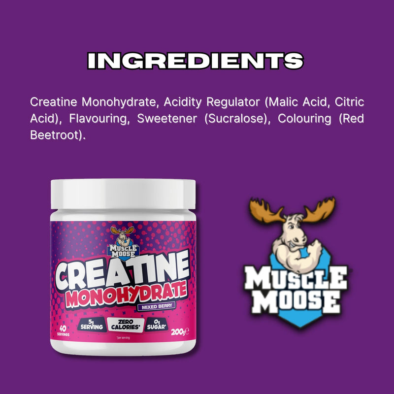 Muscle Moose Creatine Monohydrate 200g - Mixed Berry