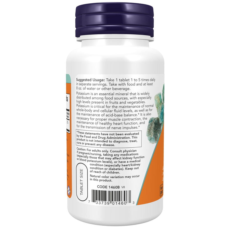 NOW Foods Supplements, Potassium Gluconate 99mg, Easier to Swallow, Essential Mineral*, 100 Tablets 100 Count (Pack of 1)