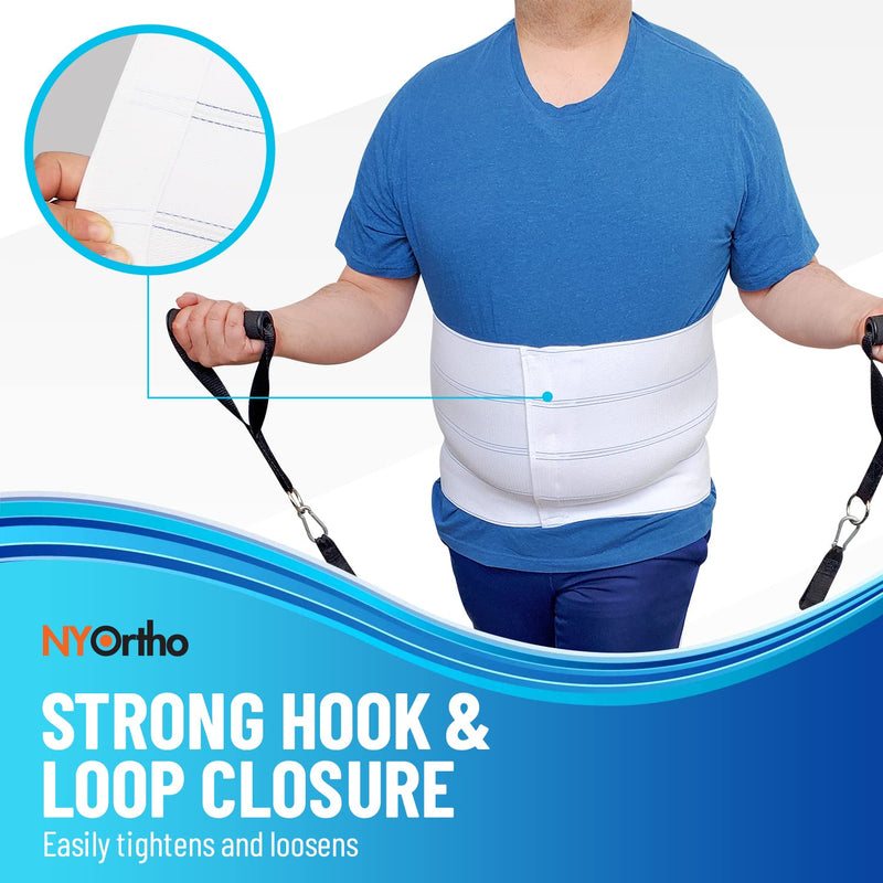 [Australia] - NYOrtho Bariatric Abdominal Binder,12-Inch Wide Elastic Belly Wrap for Plus-Size Men and Women,Post-Surgery Stomach Compression Garment for Hernia Surgery, Natural Birth, Abdominal Injuries 4 Panel - 12" High 45-60 Inch 