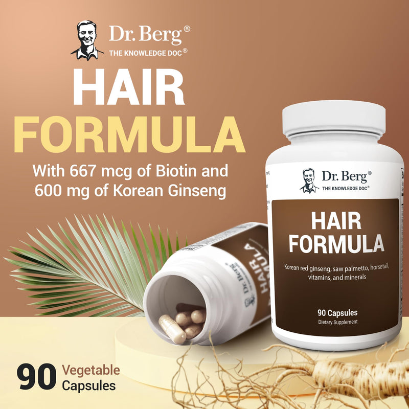 Dr. Berg All-in-One Vitamins for Hair, Skin, & Nails - Advanced Formula with Biotin, Saw Palmetto, DHT Blocker, & Trace Minerals - 90 Veg Capsules 90 Count (Pack of 1)