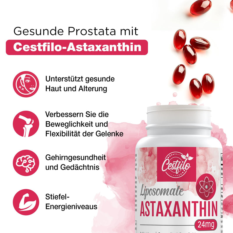 [Australia] - Cestfilo Liposomal Astaxanthin Supplement 24 mg, Maximum Absorption, Gluten Free, GMO Free (60 pieces (pack of 1)) 60 pieces (pack of 1) 