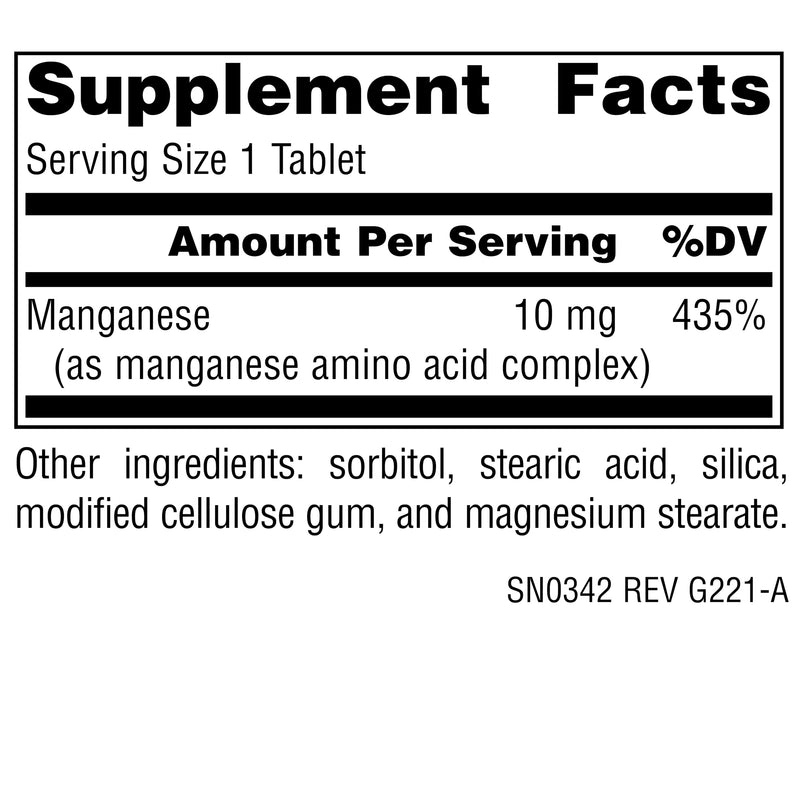 [Australia] - Source Naturals Manganese, Amino Acid Chelate - Supports Energy Production - 100 Tablets 