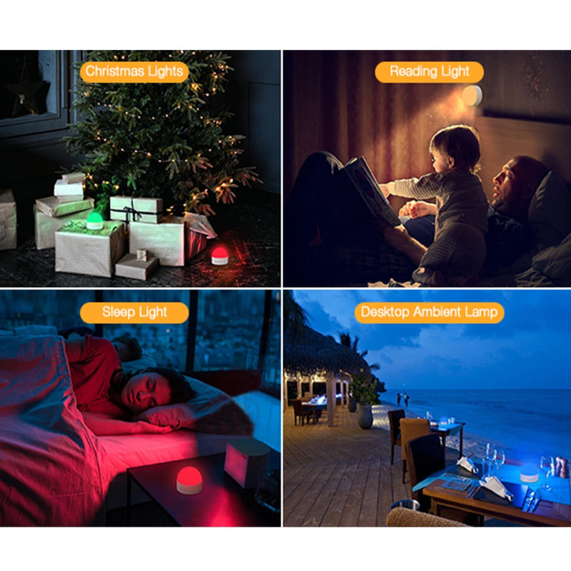 [Australia] - Kintion 2pcs Portable LED Night Light for Kids and Adult Bedside(with RGB Mode), Dimmable Warm/Red 6 Color Light Nursery Night Lamp, Soft Eye Caring Night Light for Baby Breastfeeding and Sleep Aid 2 Pcs 