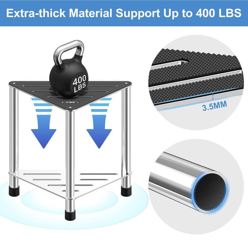 [Australia] - Stainless Steel Shower Stool for Inside Shower, 15.4'' H Shower Foot Rest, Corner Shower Stool with Storage Shelf, Shower Step for Shaving Legs, Bathroom Corner Shower Bench, Silver Medium 