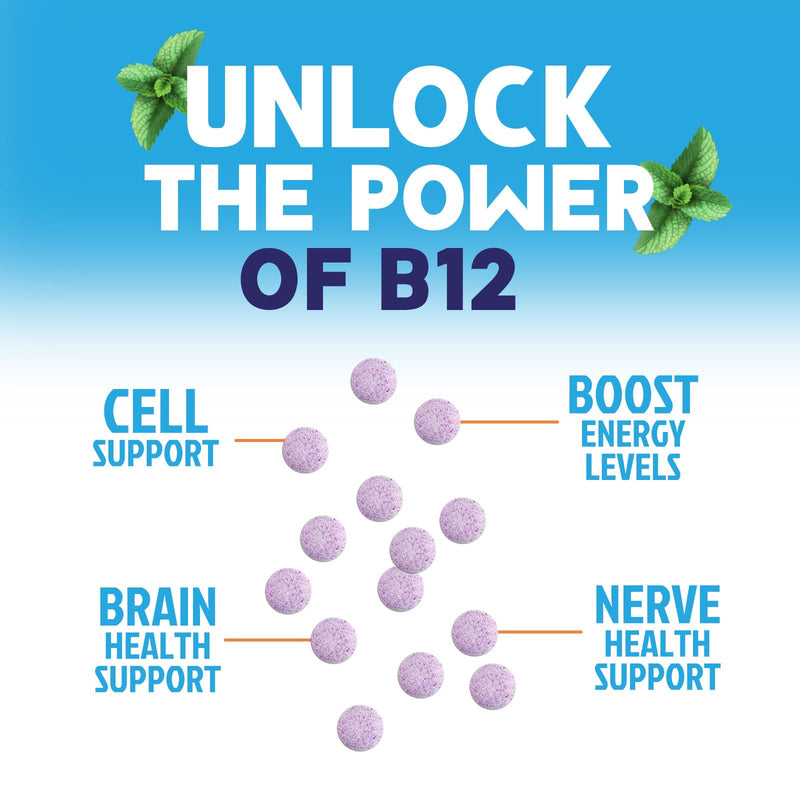 Vitamin B12 Complex (Methylcobalamin) 1000 mcg - 3X Strength B 12 Vitamins Supplement for Cellular Energy Metabolism, Nature's Nervous System Support, Bottled USA, Berry Flavor - 60 Chewable Tablets 60 Count (Pack of 1)