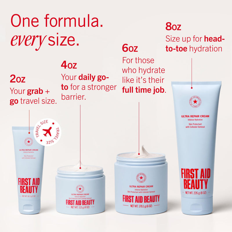 First Aid Beauty Ultra Repair Cream, Intense Hydration - Clinically Tested Face & Body Moisturizer with Colloidal Oatmeal - Supports Eczema & Dry Skin Barrier Repair - Fragrance Free 6 Ounce (Pack of 1) New